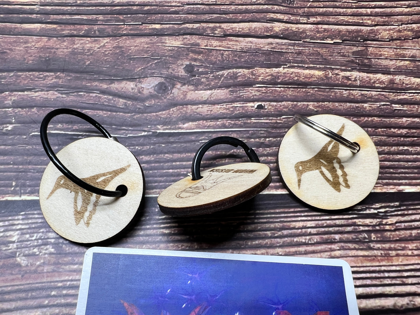 Hummingbird Whisper Wooden Keychain