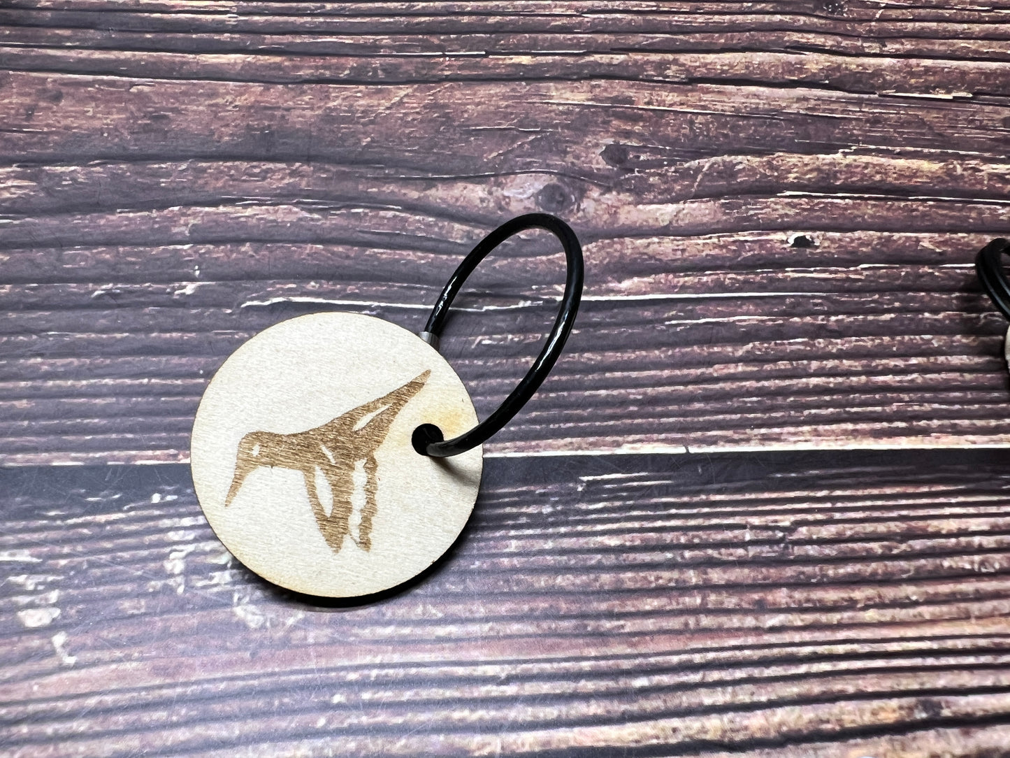 Hummingbird Whisper Wooden Keychain