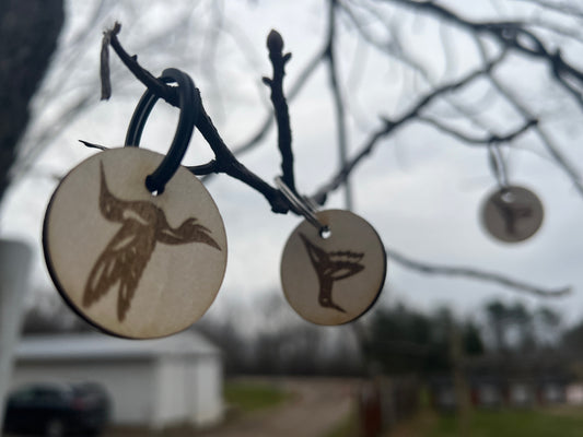 Hummingbird Whisper Wooden Keychain
