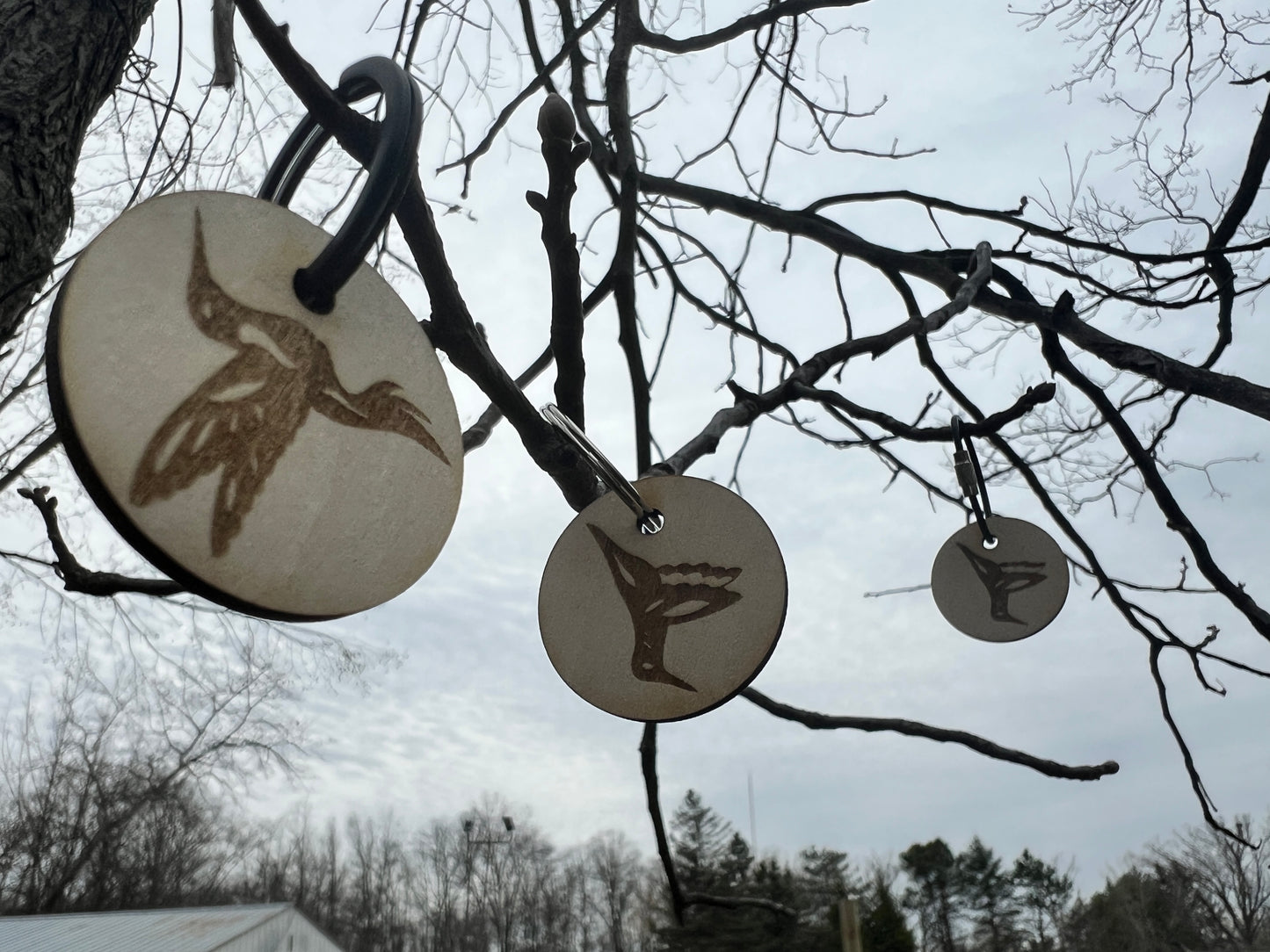Hummingbird Whisper Wooden Keychain