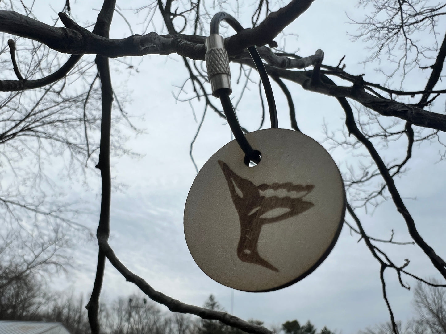 Hummingbird Whisper Wooden Keychain